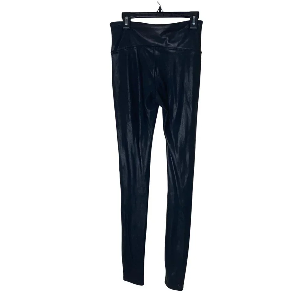 Spanx Black Faux Leather Leggings S • High-Rise Shaping Control • Sleek Fit 2437 - Picture 3 of 10